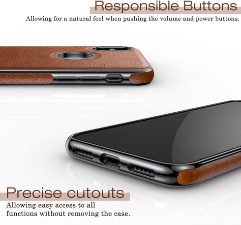 LOHASIC Slim Thin Premium Leather Case for iPhone Xs, Anti-Slip Grip Protective Cover for iPhone X XS - Brown