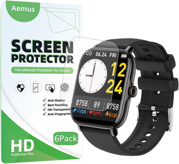Compatible 6 Pack Screen Protector for Zhizhi P72 Smart Watch, Full Coverage Clear TPU Film