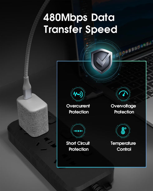 35W High Speed USB C Charger for iPhone, Fast Charging Block with C to Lightning Cable 5FT for iPhone 14/13/12