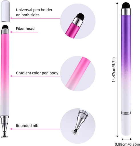 2 in 1 Stylus Pens for Touch Screens, 3 Pcs Stylus Pencil with Transparent Disc & Silicone Tip for All Touch Devices