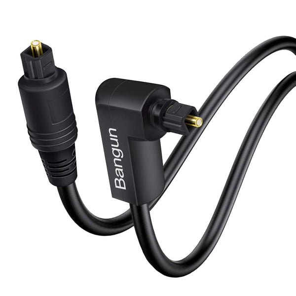90 Degree Optical Audio Cable, Slim Digital SPDIF Toslink Cable for Sound Bar, TV, PS4, Xbox, Home Theater, 10ft