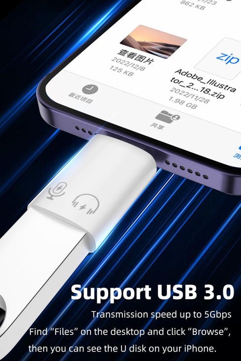 AreMe 2 Pack USB C/USB 3.0 Female to Lightning Male OTG Adapter for iPhone/iPad, Support Connect Card Reader, U Disk, USB Flash Drive, Keyboard, Mouse, Lavalier Microphone, Digital Headphone
