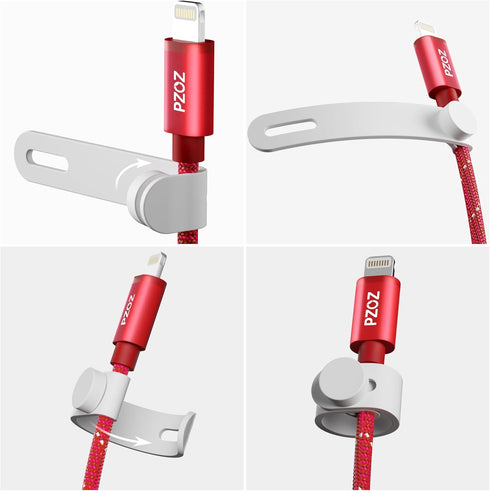PZOZ (5 pcs) Reusable Magnetic Cable Ties, Elastic Silicone Cord Organizer Straps for iPhone Charging Cable, White