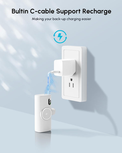 L.LYFOVR 13/12/14 Series,5000mah Pack Small White Portable Power Bank for iPhone Mini Battery Charger for Lightning