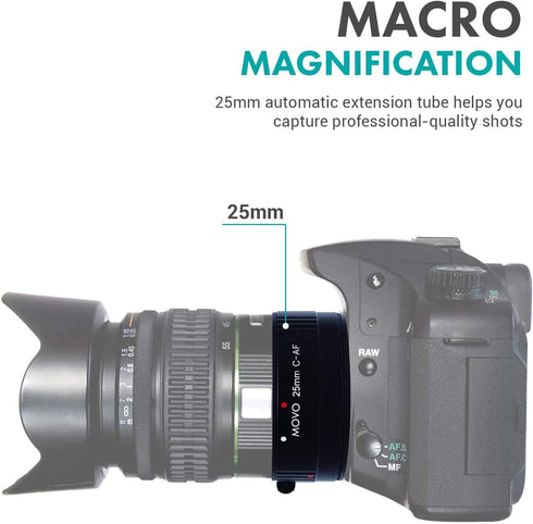 Movo/Kooka AF 25mm Macro Extension Tube for Canon EOS DSLR Cameras
