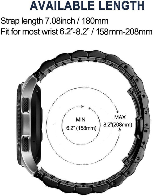 Band for Samsung Gear S3 / Galaxy Watch 46mm / Galaxy Watch 3 45mm, 22mm 7-Rows Stainless Steel Replacement Strap