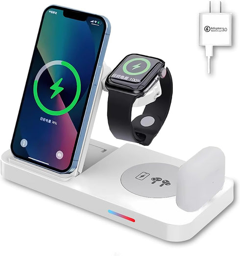 Wireless Charger, 4 in 1 Charging Station, Fast Stand for iPhone 15/14/13/12/11 Pro Max XR/XS 8 Plus, for Apple Watch