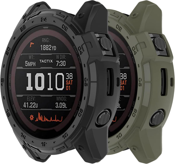 Garmin Tactix 7 AMOLED Case Compatible, Rugged Scratch-Resistance TPU Military Protection Cover (Black&Green)