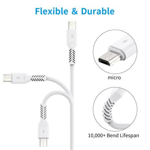 Short Micro USB Cable 1ft, 5 Pack Android Micro USB Standard 2.0 Charger Cord for Samsung Galaxy S7/J7, HTC, LG, Kindle