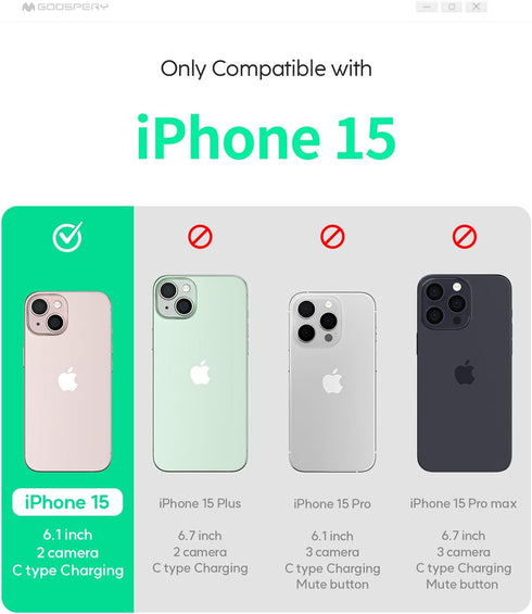 GOOSPERY Magnetic Door Bumper Compatible with iPhone 15 Case, Card Holder Wallet, Auto Closing Protective Cover