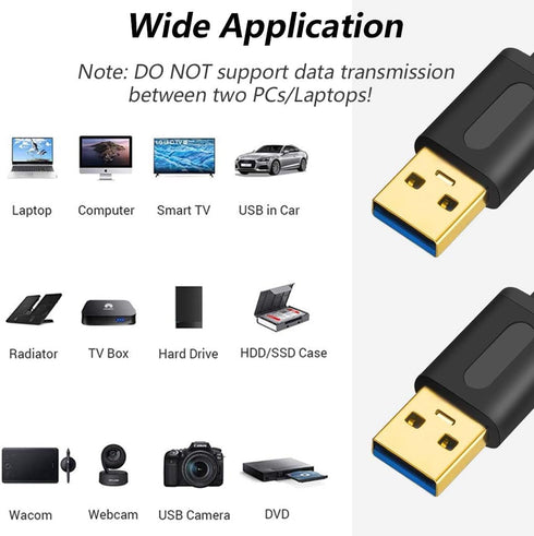 Tan QY USB 3.0 A to A Male Cable, 6Ft Double End USB Cord for Hard Drive Enclosures, DVD Player, Laptop
