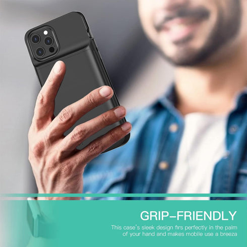 JCK Battery Case for iPhone 14 Plus/Pro Max/13 Pro Max/12 Pro Max, 7000mAh Portable Charging Case, Black