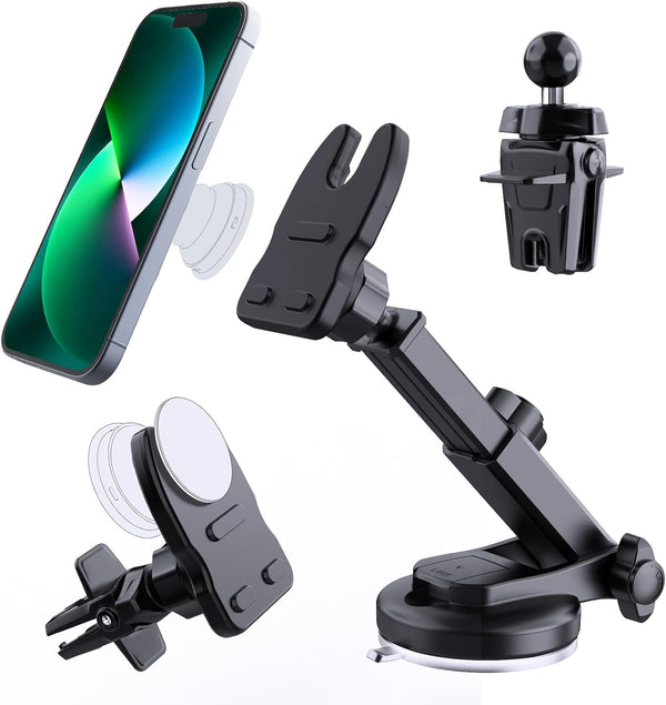 Socket Car Mount for Dashboard, Air Vent, Windshield, Car Phone Holder for Socket Grip with 2 Mounts, 3 in 1 Stable Air
