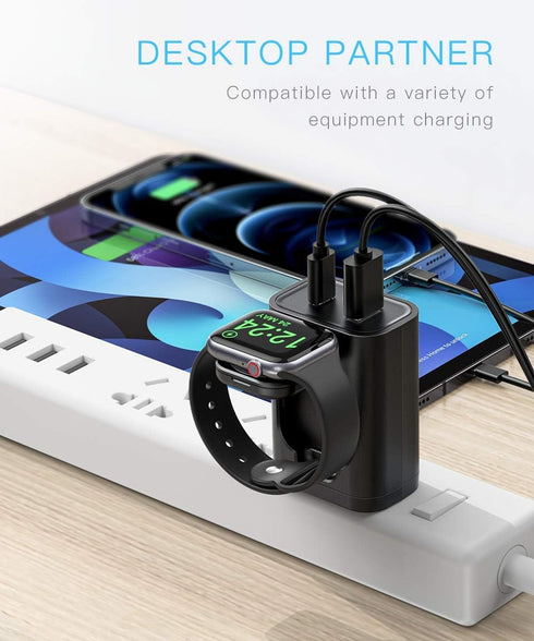 24W USB C Charger, 3 in 1 Design with Apple Watch Wireless Charger, PD Charger for iPhone and AirPods
