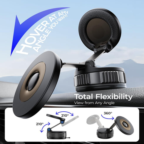 XO Simple is Beauty 360 17/16/15/14/13/12 Magnetic Car Phone Holder, Strong Magnet with Vacuum Suction Cup Dashboard