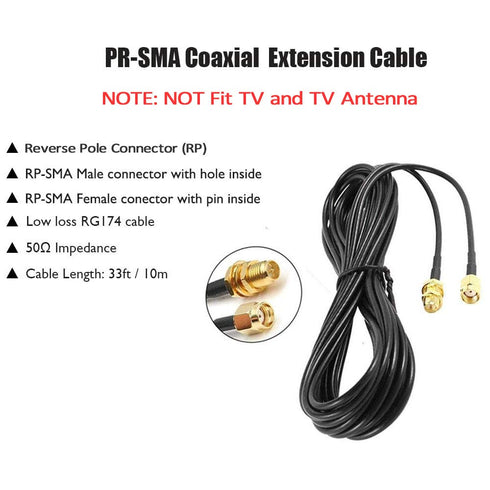 CORONIR 2Pack 33ft WiFi Antenna Extension Cable for Wireless LAN Router, RP-SMA Male to Female Connector