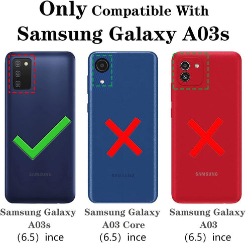 Yiakeng Samsung A03S Case with HD Screen Protector, Military Grade Protective Case with Ring for Galaxy A03S (Dark