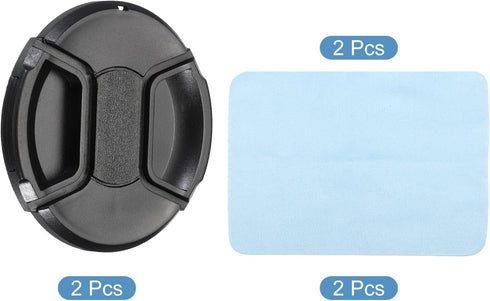 PATIKIL 2 Pack Center Pinch Camera Lens Cap with Cap String and Microfiber Cleaning Cloth for 82mm Lenses
