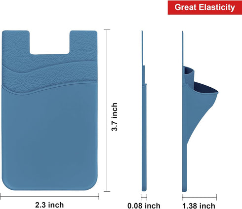 Senose Cell Phone Wallet - Silicone Sticky Credit Card Holder for iPhone, Samsung and Most Cell Phones - Blue, Sierra