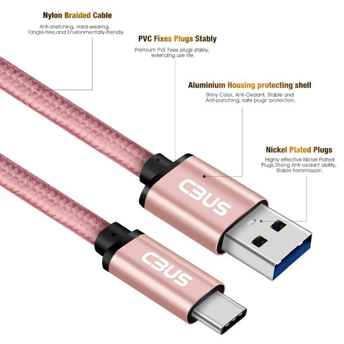 CBUS 6ft Heavy-Duty Braided USB C Charger Cable for iPhone 15/Pro/Max, iPad Pro, Samsung Galaxy Tab