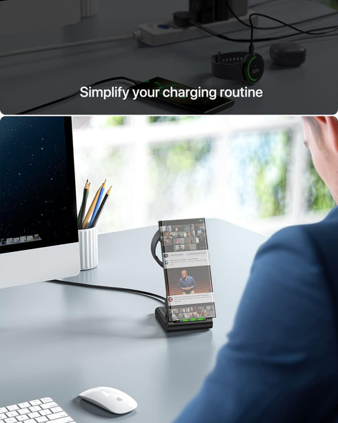 Intoval Wireless Charger - Charging Station for Samsung Galaxy Phone/Watch/Buds, Fit for Note 20/10, Galaxy Watch 4/3
