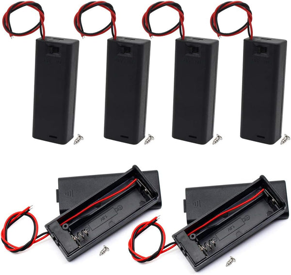 6Pcs AA Battery Holder with Leads, Wires ON/Off Switch and Screw Cap Case for 1.5V Battery Storage