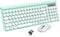 Rechargeable Keyboard and Mouse Combo, 2.4Ghz Wireless Retro Mute Set for Laptop Desktop PC, Light Green