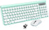 Rechargeable Keyboard and Mouse Combo, 2.4Ghz Wireless Retro Mute Set for Laptop Desktop PC, Light Green