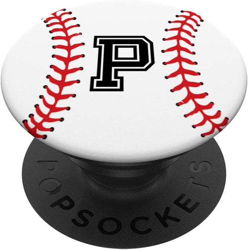 Baseball Player Letter P Initial Gifts PopSockets PopGrip: Swappable Grip for Phones