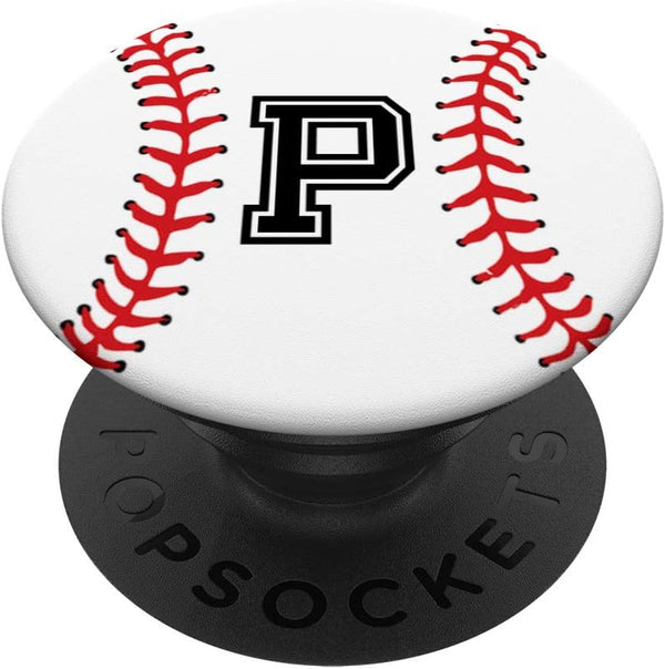 Baseball Player Letter P Initial Gifts PopSockets PopGrip: Swappable Grip for Phones