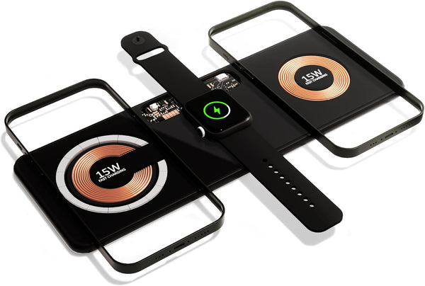 3 in 1 Magnetic Charging Pad, Double 15W Fast Wireless Charging Station for iPhone 15/14/13/12, Android, Apple Watch