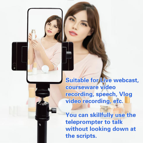 Neewer Teleprompter Kit for iPhone & Android, Double Phone Holder for Video Recording, Collapsing Design for Easy