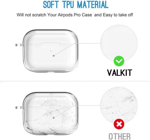 valkit Compatible Airpods Pro Case Cover | Clear Soft TPU Protective Case 2019 with Keychain, Shockproof - Transparent
