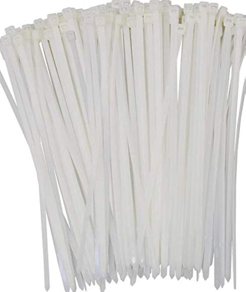 Fixson Multi-Purpose Nylon Zip Cable Ties - 100 Piece, 8-Inch Natural Color Tie-Wraps (45-LB Strength)