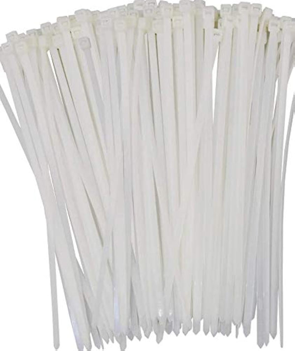 Fixson Multi-Purpose Nylon Zip Cable Ties - 100 Piece, 8-Inch Natural Color Tie-Wraps (45-LB Strength)
