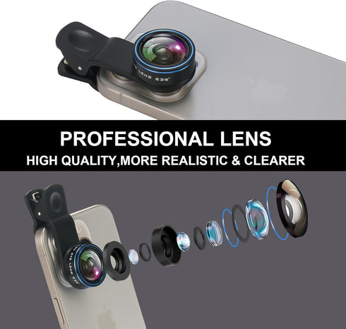 Fisheye Lens 235° Phone Camera Lens, Clip on Fish Eye Lens for iPhone 14/13/12/X/XR/Samsung Smartphone for Funny Photos