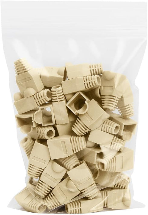 Cmple 50-Pack RJ45 Strain Relief Boots - RJ45 Boots for Cat6, Cat5e Ethernet Connector Covers, Ivory