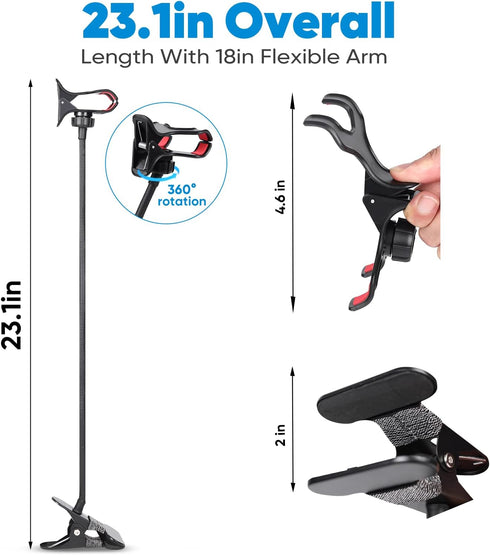 Gooseneck Phone Holder, 360° Adjustable Lazy Bracket, Universal Mobile Phone Stand for Bed/Desk, Compatible with All