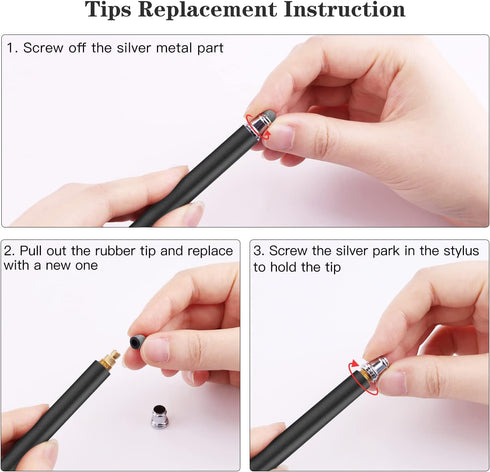 METRO Universal Stylus Pens for Touch Screens, High Sensitivity Capacitive Stylus with Fiber Tips, 2 in 1 Touch Screen