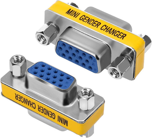 ENUODA VGA Coupler 2 Pack, VGA SVGA Connector 15 Pin Female to Female Mini Gender Changer Adapter