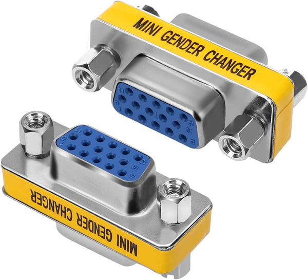ENUODA VGA Coupler 2 Pack, VGA SVGA Connector 15 Pin Female to Female Mini Gender Changer Adapter