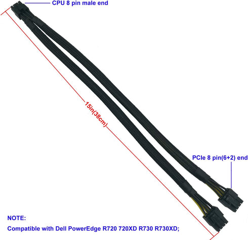 COMeap GPU Power Cable for Dell PowerEdge R720/R720XD/R730, CPU 8 Pin Male to Dual 8 Pin PCIe Power Adapter