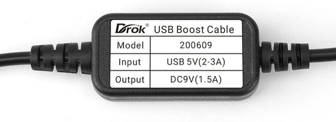DROK USB to 9V, 5V to 9V USB Boost Converter, 1.2 Meter Length Power Regulator Line