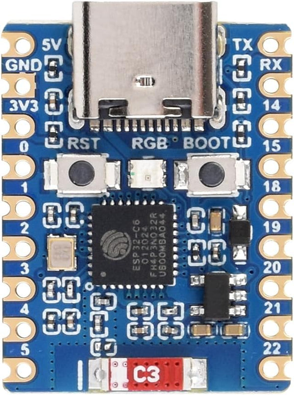 ESP32-C6 Mini Development Board, Based on ESP32-C6FH4 Dual Processors, 160MHz, Support 2.4GHz WiFi 6 & Bluetooth 5