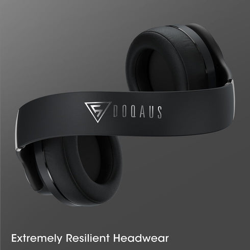 DOQAUS Bluetooth Headphones Over Ear, 90 Hours Playtime Wireless Headphones with Noise Isolating HiFi Stereo, Black