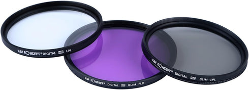 K&F Concept 62mm 9pcs Filter Kit: UV Protector, Circular Polarizing Filter, Microfiber Lens Cleaning Cloth, Petal Lens