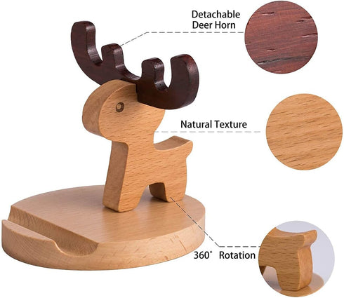 Pokanic Cell Phone Tablet Wood Stand Dock Holder Cradle Mount Organizer Charger Station NightStand Table Desk Room