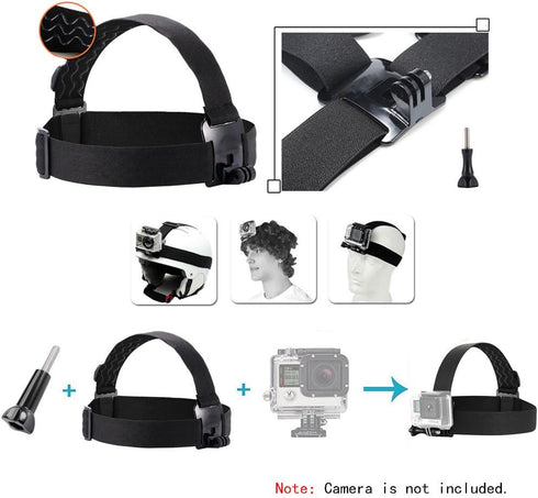 Action Camera Head Mount Strap Wearing Head Belt Compatible with Gopro Hero 12 11 10 9 8 7 6 5/AKASO EK7000 Brave 4 Brave 7 LE/Dragon Touch/Apexcam/Surfola/Xilecam/WOLFANG Action Camera