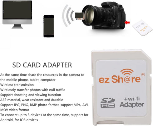 Qiilu Adapter for Camera Eye Abs Tf to Connect Up to 3 Devices, Plug and Play for Phone Tablet