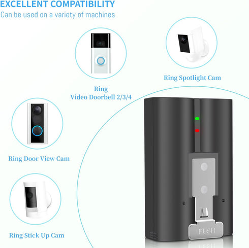 1 Pack Rechargeable V4 Battery 3.65V for Ring-Doorbell Camera 1/2/3/4 /USB Charging Station, Stick Up Cam Battery (2nd